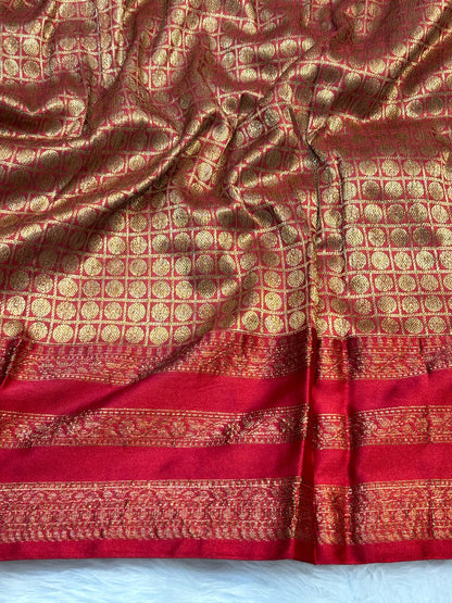 Yellow Banarasi Pure Tussar Georgette Saree