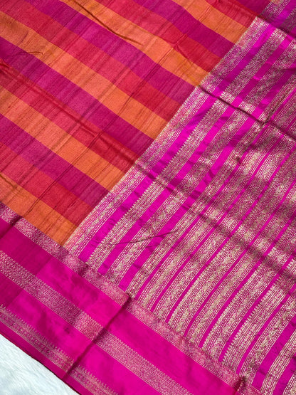 Gajiri Pink Banarasi Pure Tussar Georgette Saree