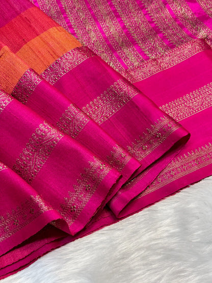 Gajiri Pink Banarasi Pure Tussar Georgette Saree