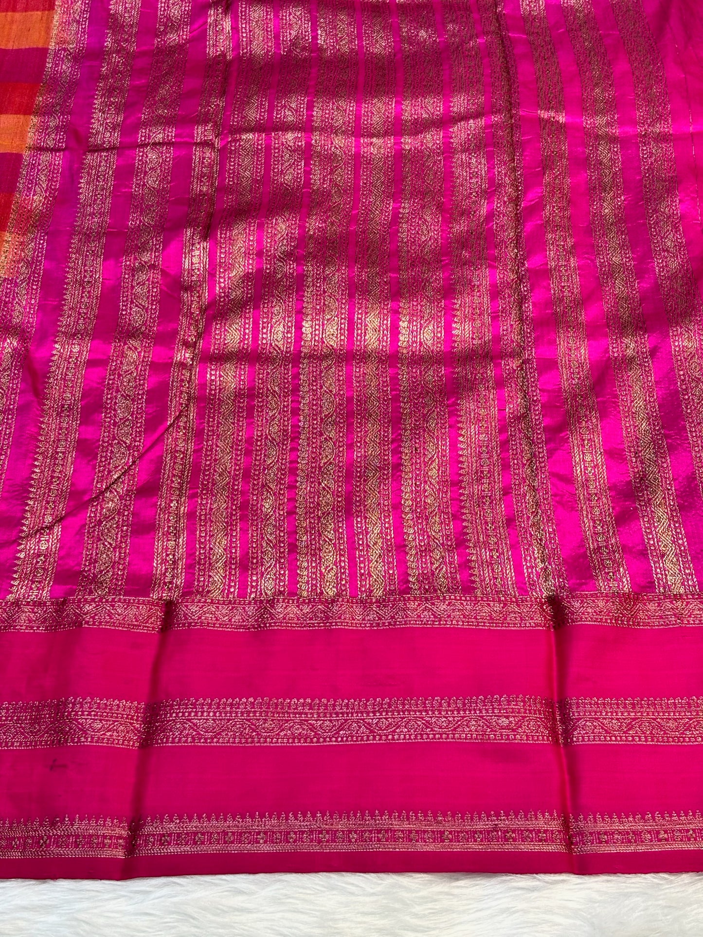 Gajiri Pink Banarasi Pure Tussar Georgette Saree