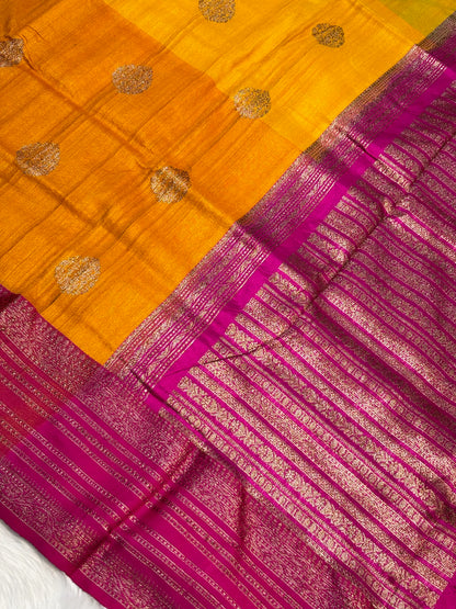 Rust Gold Banarasi Pure Tussar Georgette Saree