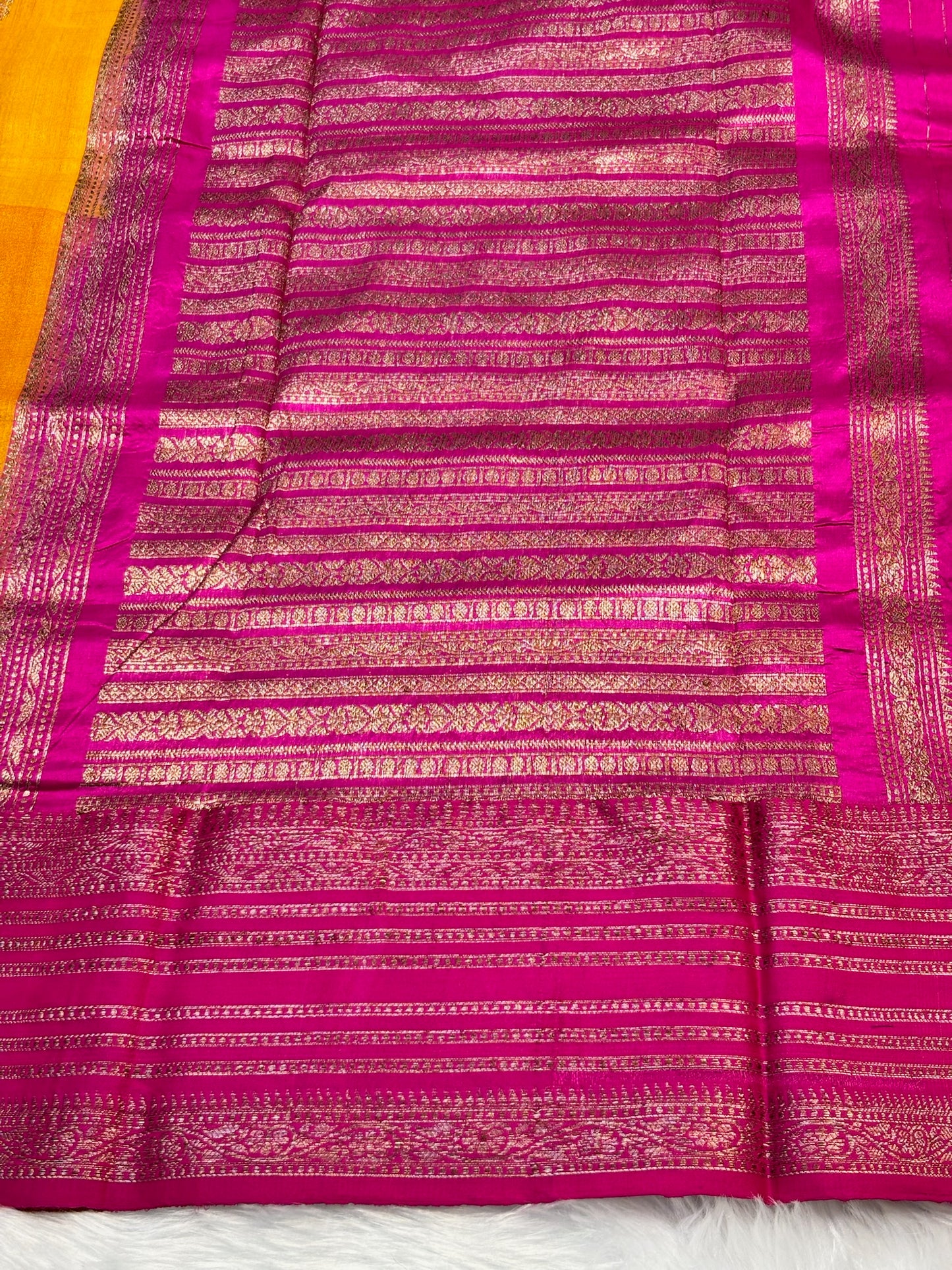 Rust Gold Banarasi Pure Tussar Georgette Saree