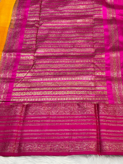 Rust Gold Banarasi Pure Tussar Georgette Saree