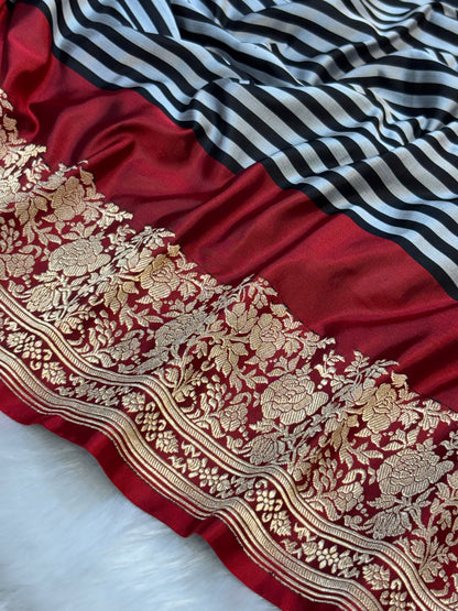 Pure Mashru Handwoven Silk Saree – Elegance