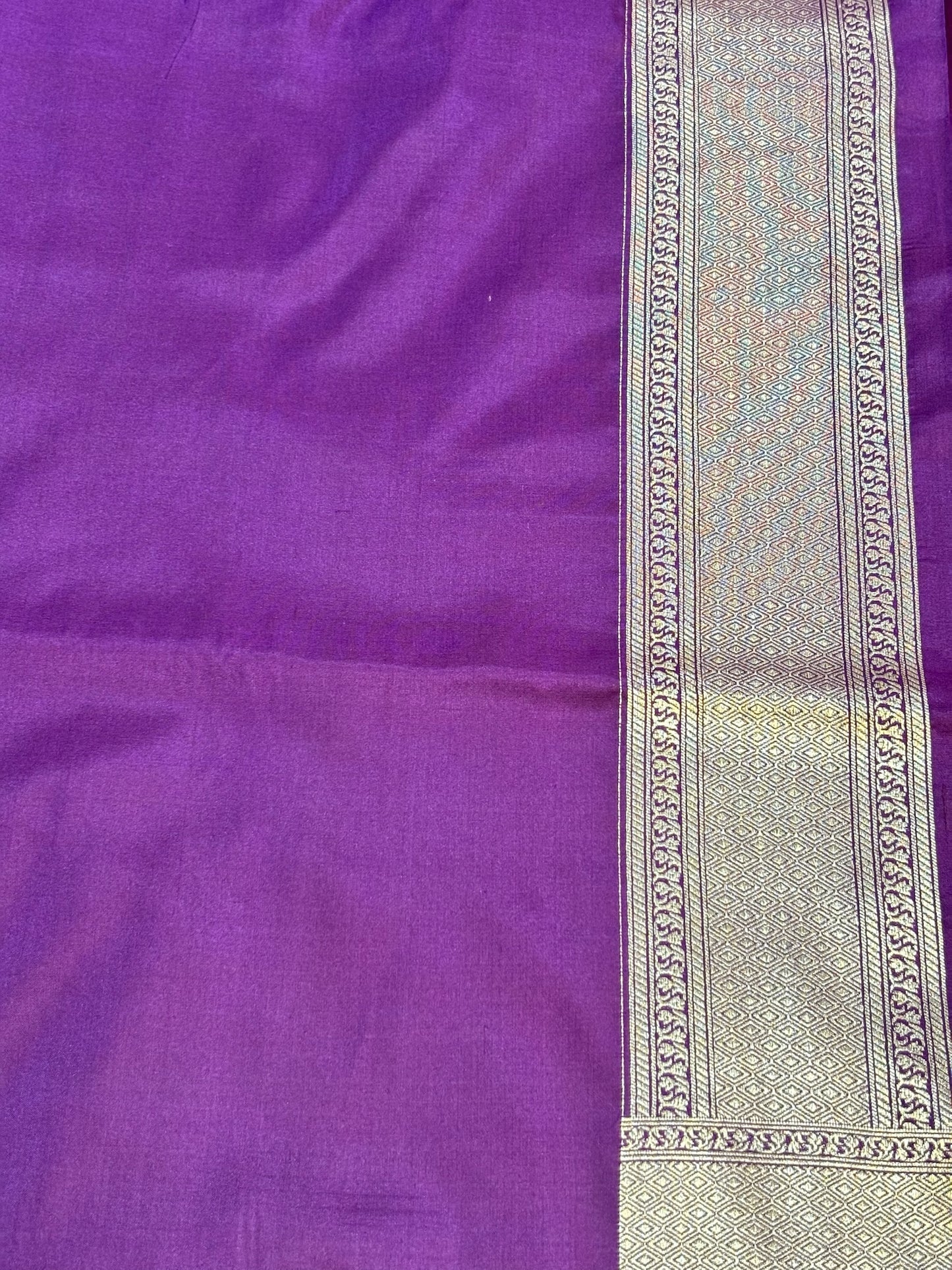 Banarasi Mulberry Purple Pure Silk Brocade Saree – Luxurious Katan Silk with Intricate Brocade Weave
