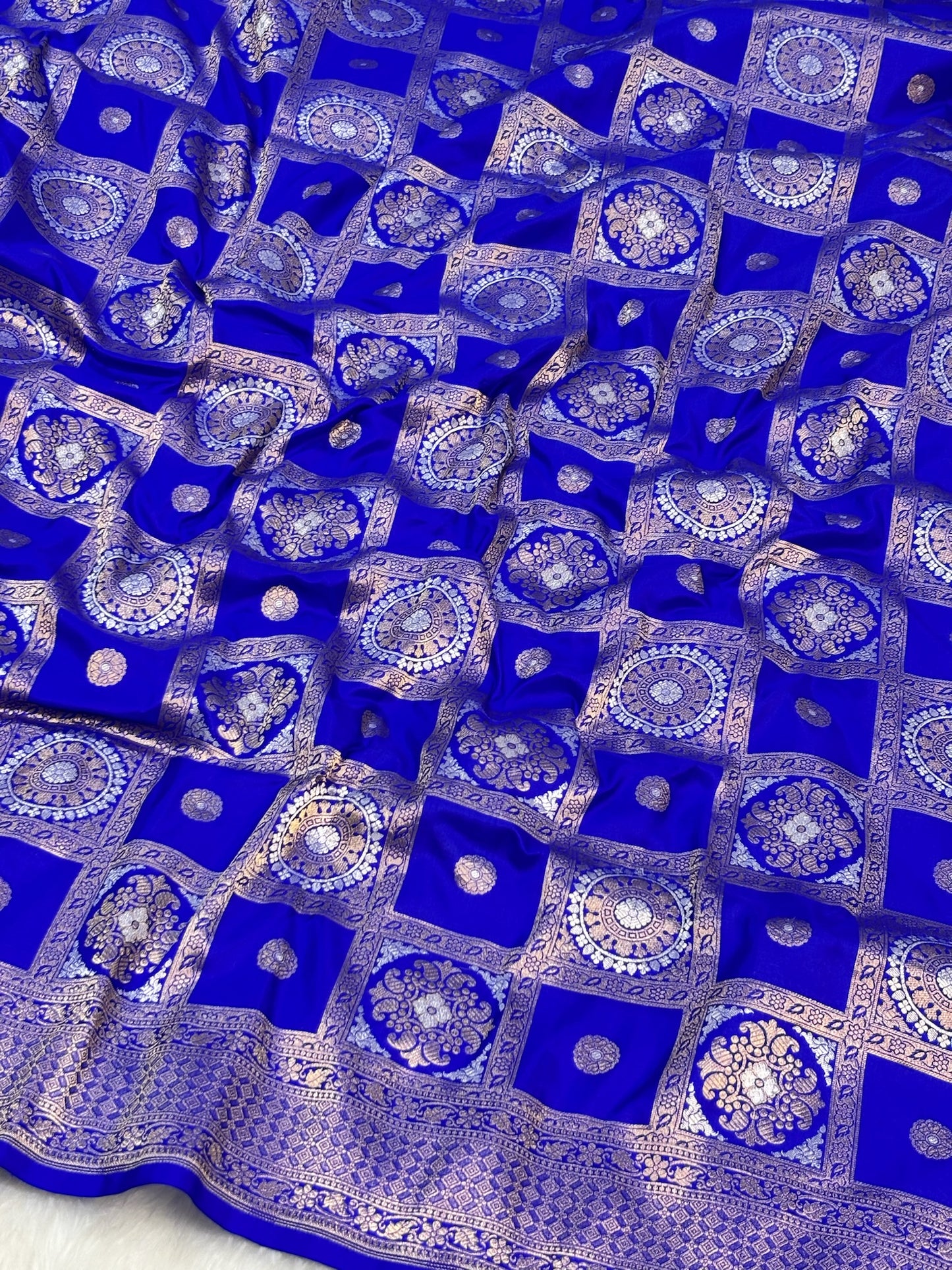 Banarasi Royal Blue Pure Silk Saree – Luxurious Katan Silk with Intricate Brocade Weave