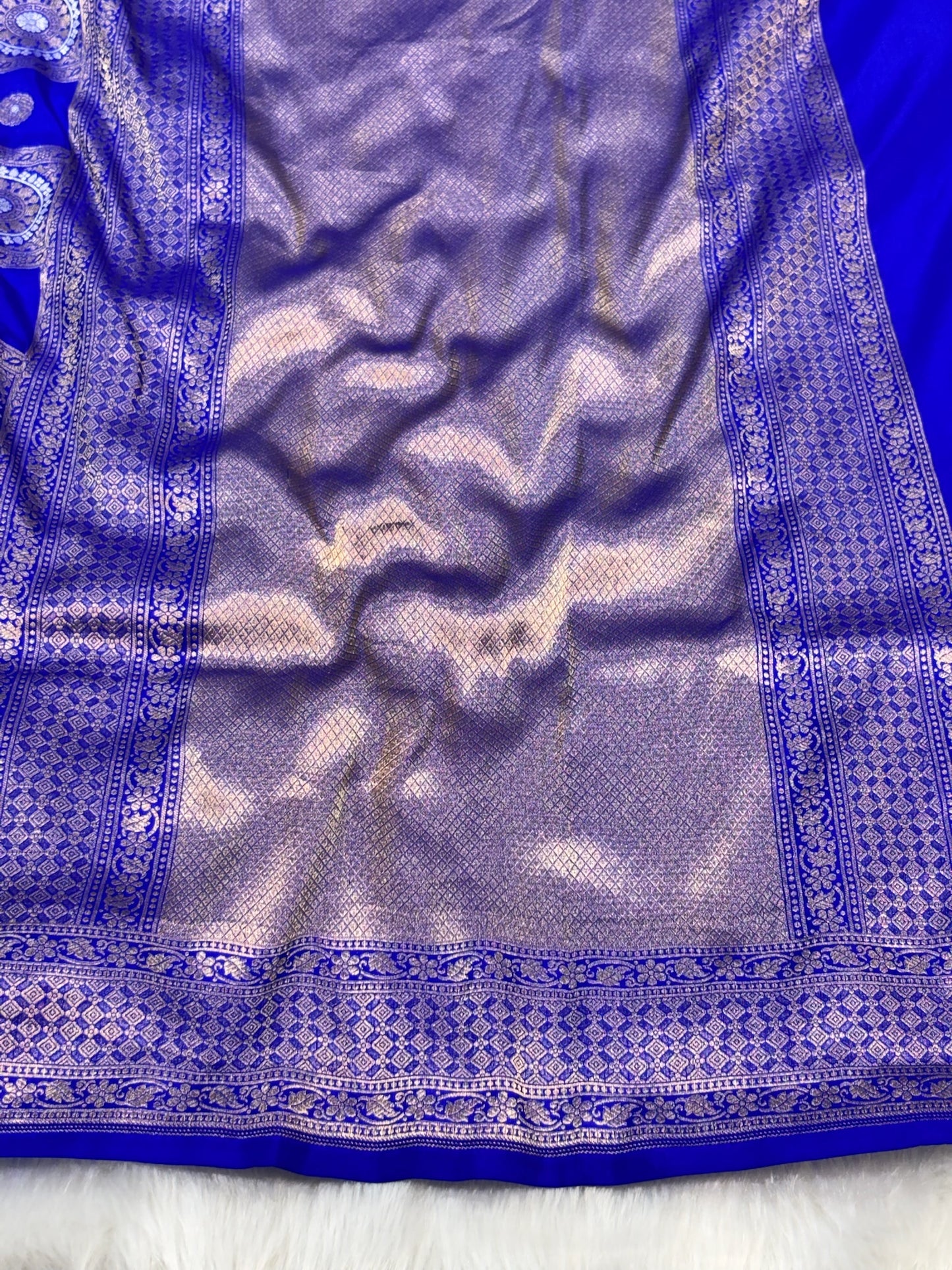 Banarasi Royal Blue Pure Silk Saree – Luxurious Katan Silk with Intricate Brocade Weave