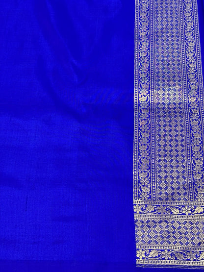 Banarasi Royal Blue Pure Silk Saree – Luxurious Katan Silk with Intricate Brocade Weave