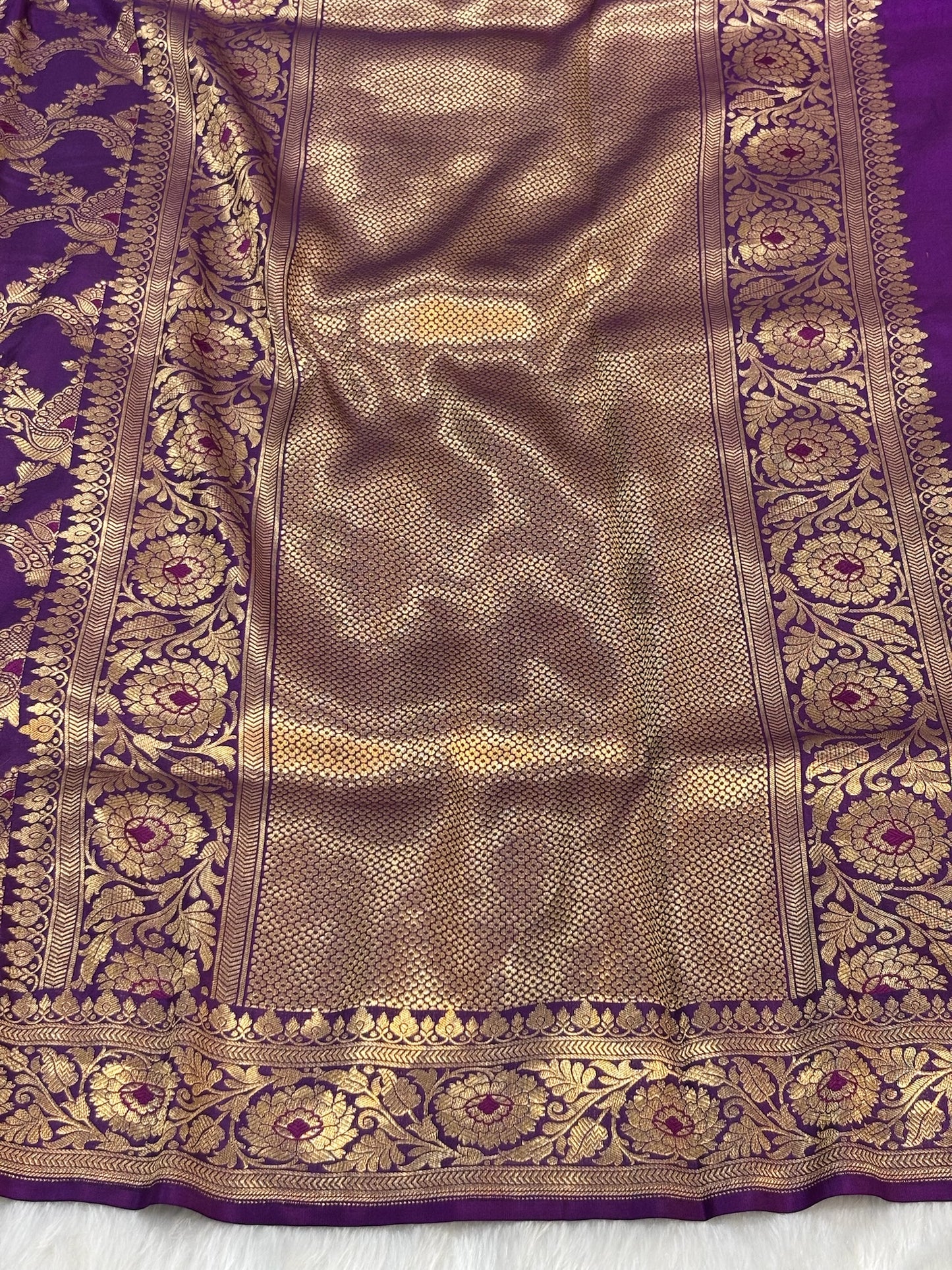 Pure Purple Katan Silk Banarasi Saree with Rich Zari Border
