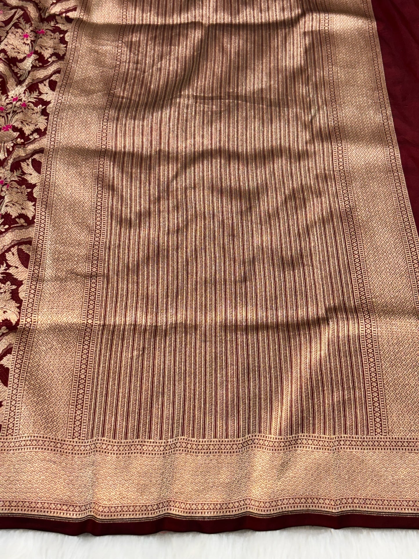 Banarasi Brown Pure Silk Brocade Saree – Luxurious Katan Silk with Intricate Brocade Weave