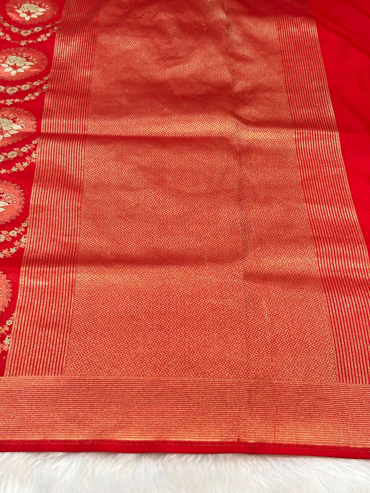 Banarasi Red Pure Silk Brocade Saree – Luxurious Katan Silk with Intricate Brocade Weave