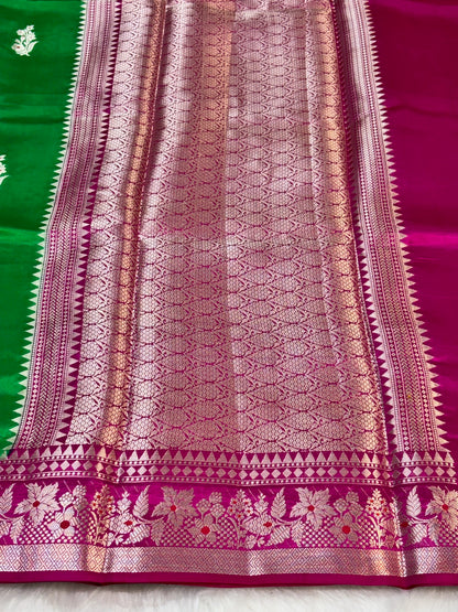 Pure Banarasi Soft Silk Saree – Leaf Green | Traditional Banarasi saree
