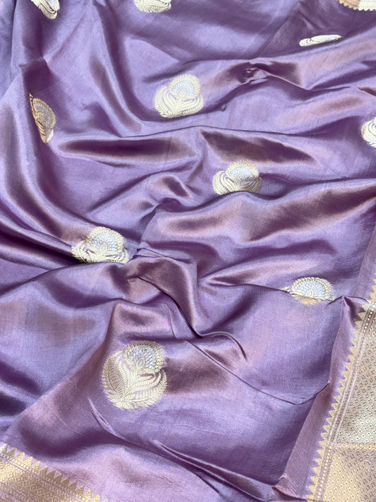 Pure Banarasi Soft Silk Saree – Lavender | Traditional Banarasi saree