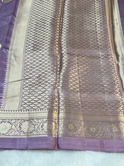 Pure Banarasi Soft Silk Saree – Lavender | Traditional Banarasi saree