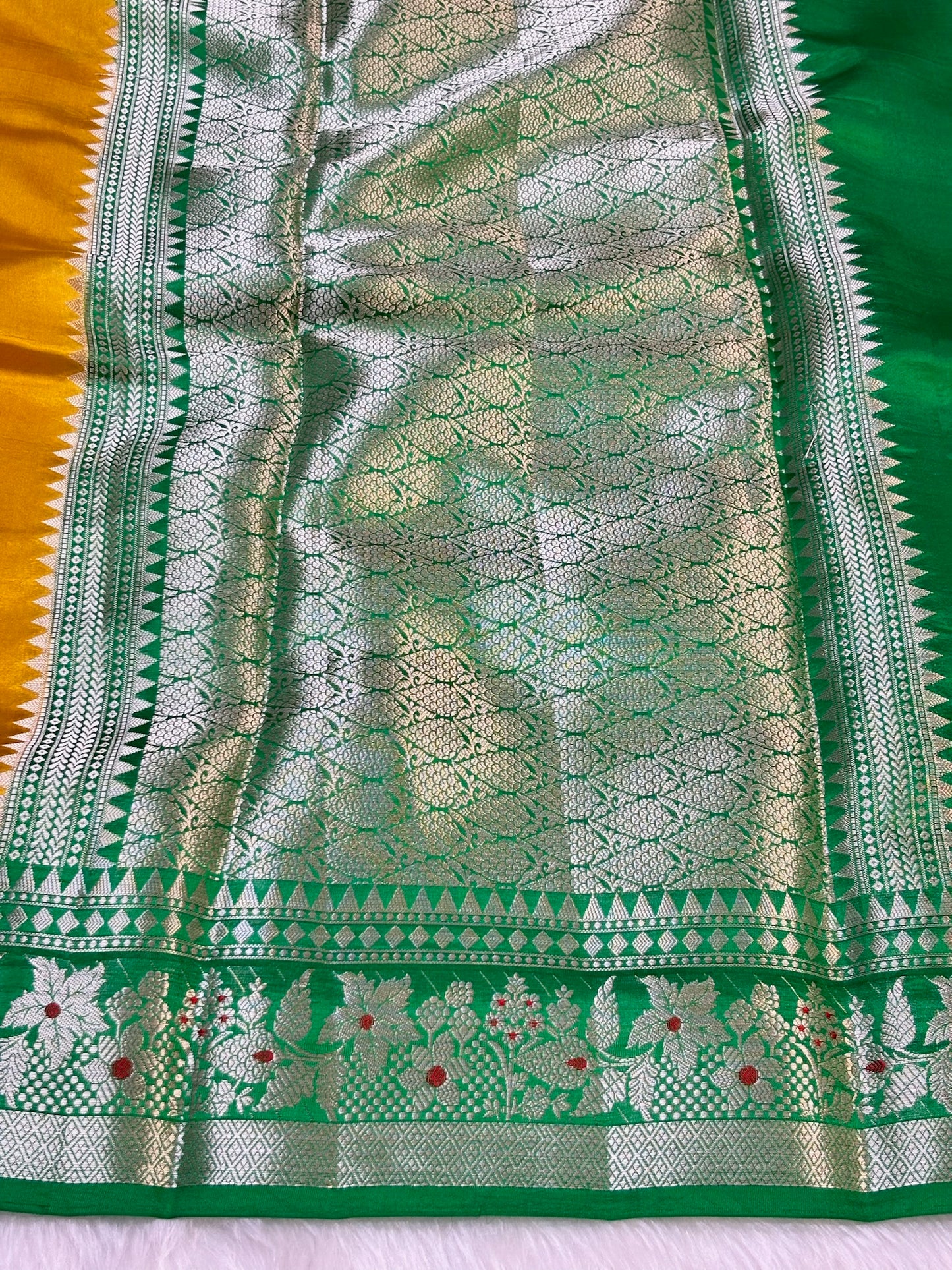 Pure Banarasi Soft Silk Saree – Yellow | Traditional Banarasi saree