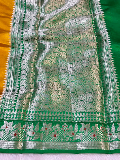 Pure Banarasi Soft Silk Saree – Yellow | Traditional Banarasi saree