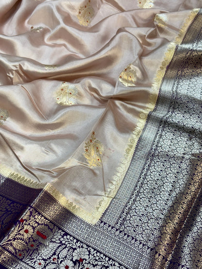 Pure Banarasi Soft Silk Saree – Ivory Beige | Traditional Banarasi saree