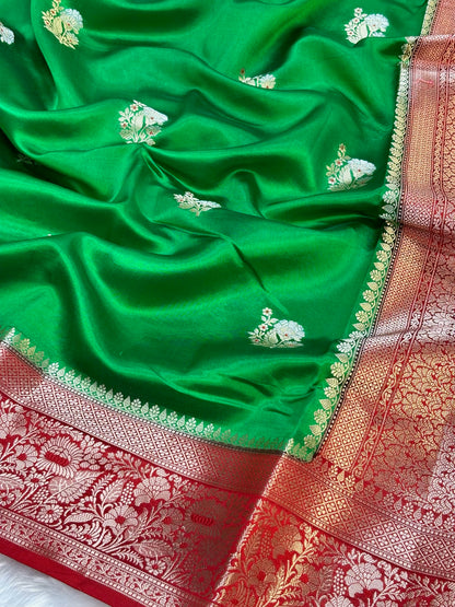 Pure Banarasi Soft Silk Saree –  Green | Traditional Banarasi saree
