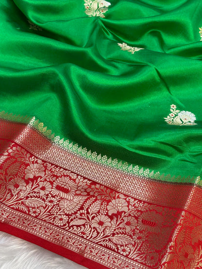 Pure Banarasi Soft Silk Saree –  Green | Traditional Banarasi saree