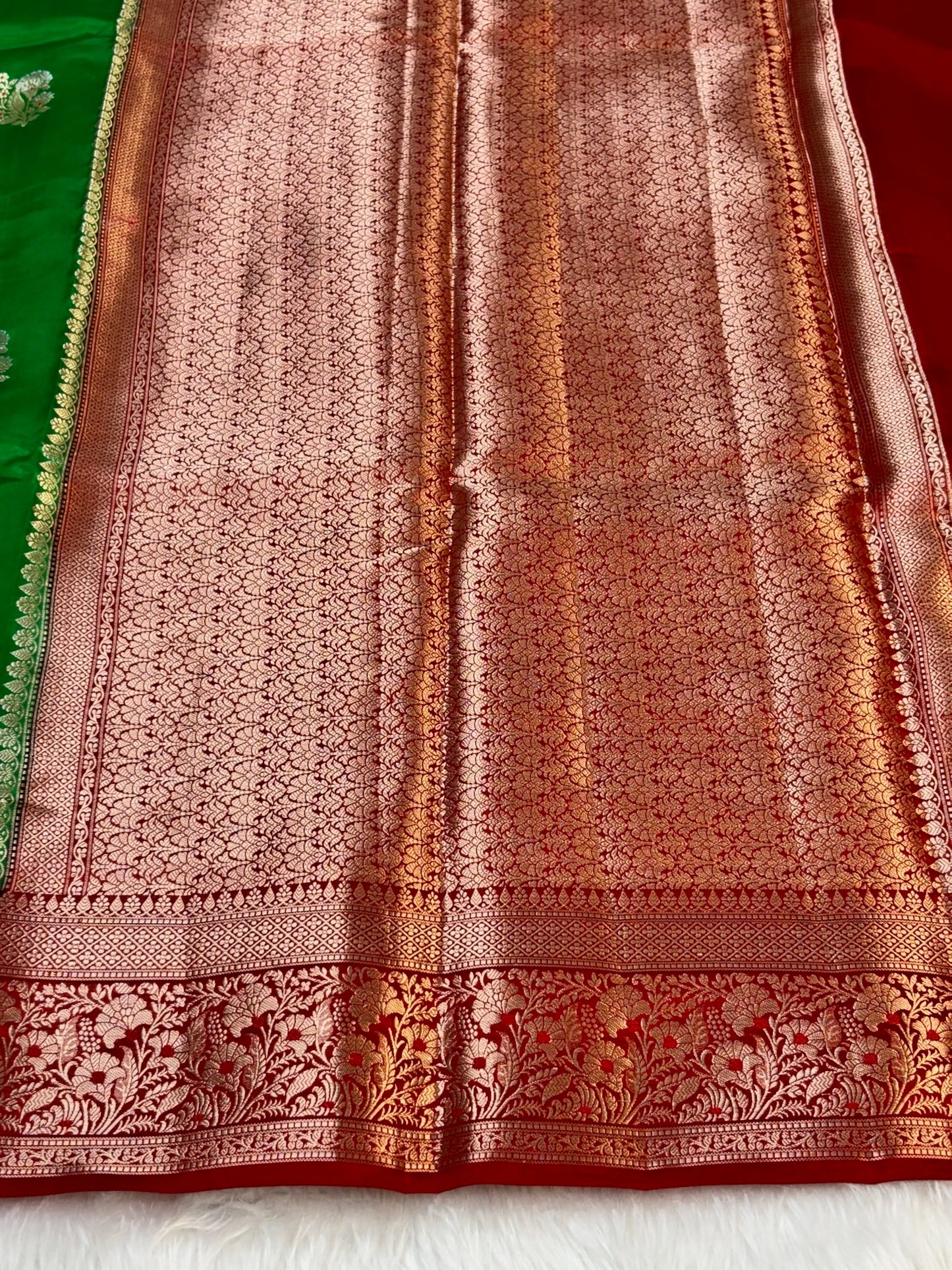 Pure Banarasi Soft Silk Saree –  Green | Traditional Banarasi saree