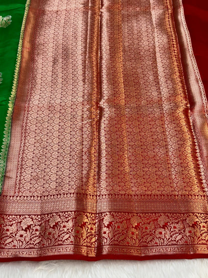 Pure Banarasi Soft Silk Saree –  Green | Traditional Banarasi saree