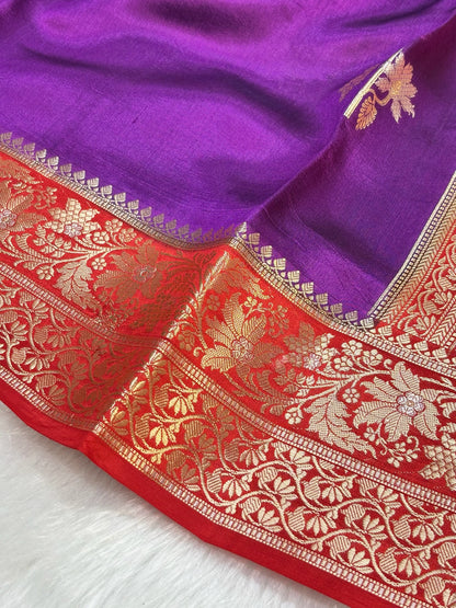 Pure Banarasi Soft Silk Saree–  Purple | Traditional Banarasi saree