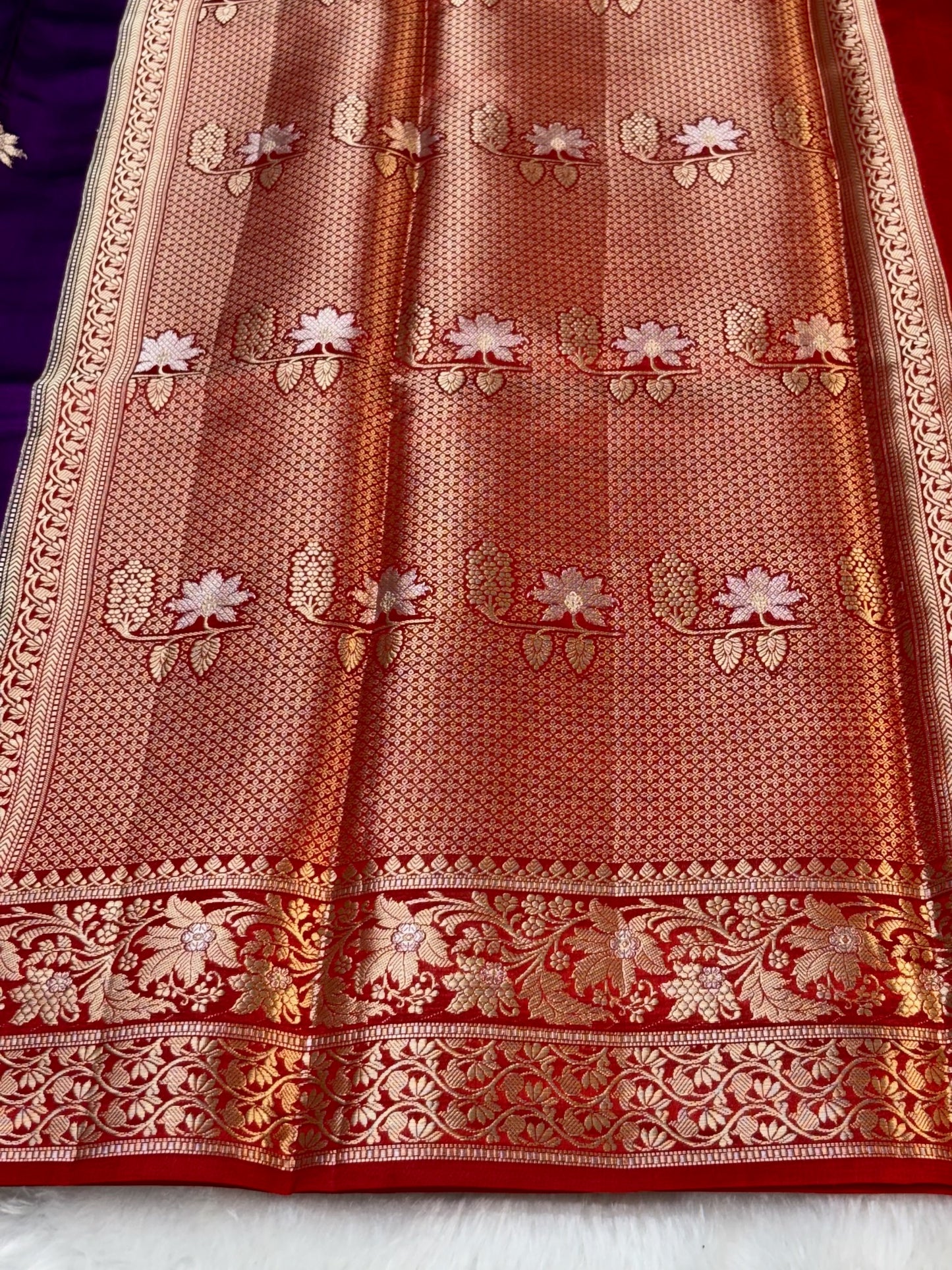 Pure Banarasi Soft Silk Saree–  Purple | Traditional Banarasi saree
