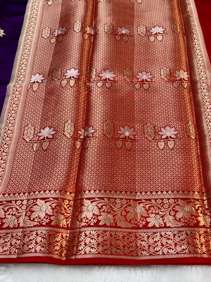 Pure Banarasi Soft Silk Saree–  Purple | Traditional Banarasi saree