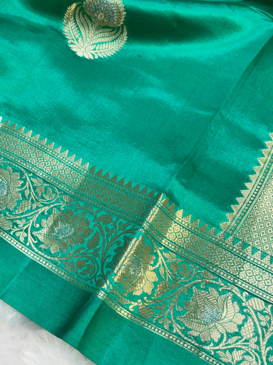 Pure Banarasi Soft Silk Saree –  Emerald Green | Traditional Banarasi saree