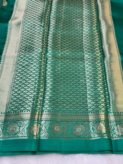 Pure Banarasi Soft Silk Saree –  Emerald Green | Traditional Banarasi saree