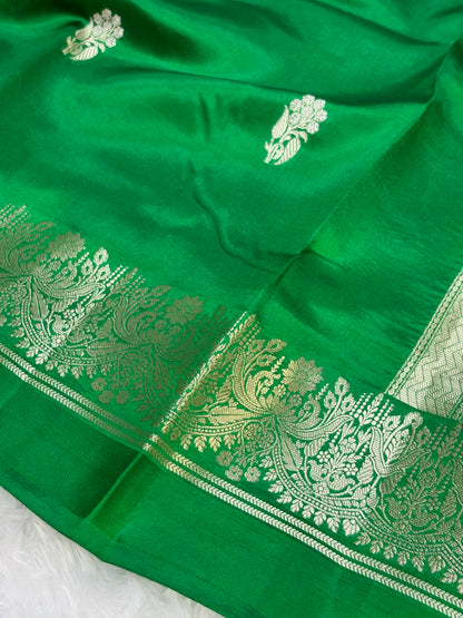 Pure Banarasi Soft SilkSaree – Bottle Green | Traditional Banarasi saree
