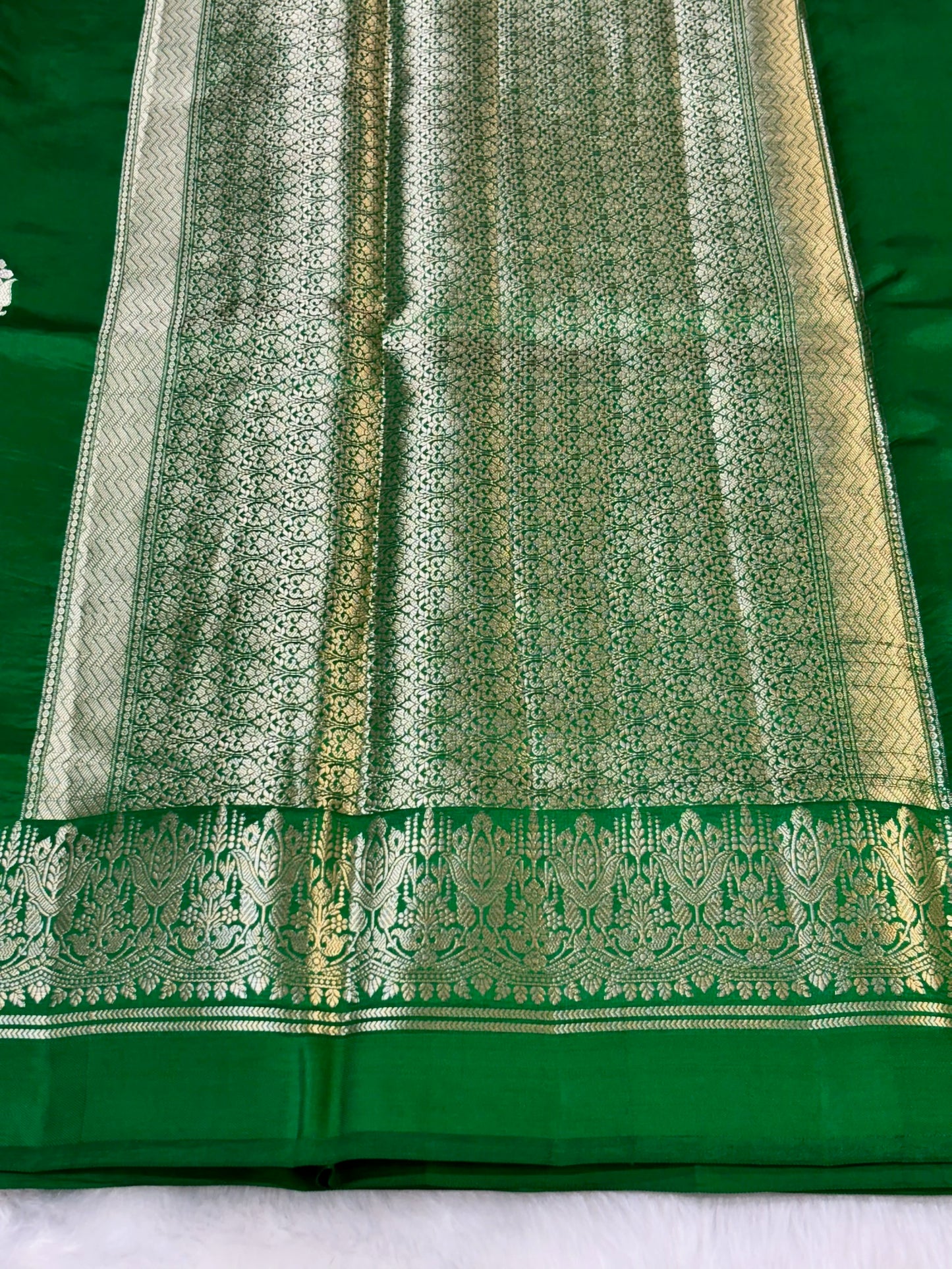 Pure Banarasi Soft SilkSaree – Bottle Green | Traditional Banarasi saree