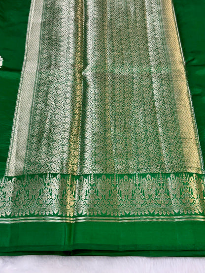 Pure Banarasi Soft SilkSaree – Bottle Green | Traditional Banarasi saree