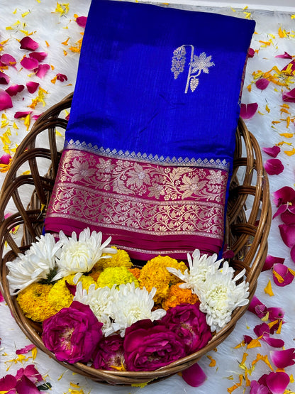 Pure Banarasi Soft Silk Saree – Royal Blue | Traditional Banarasi saree