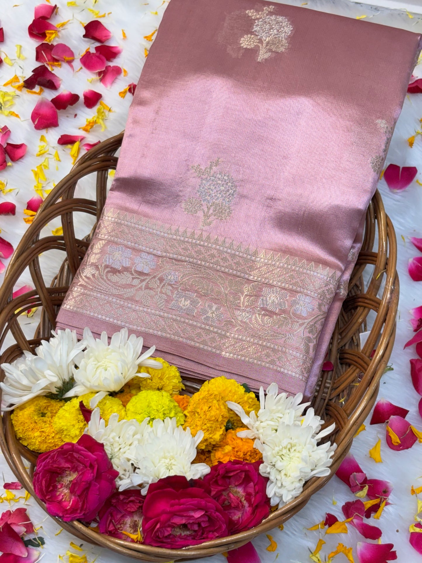 Pure Banarasi Soft Silk Saree –  Baby Pink | Traditional Banarasi saree