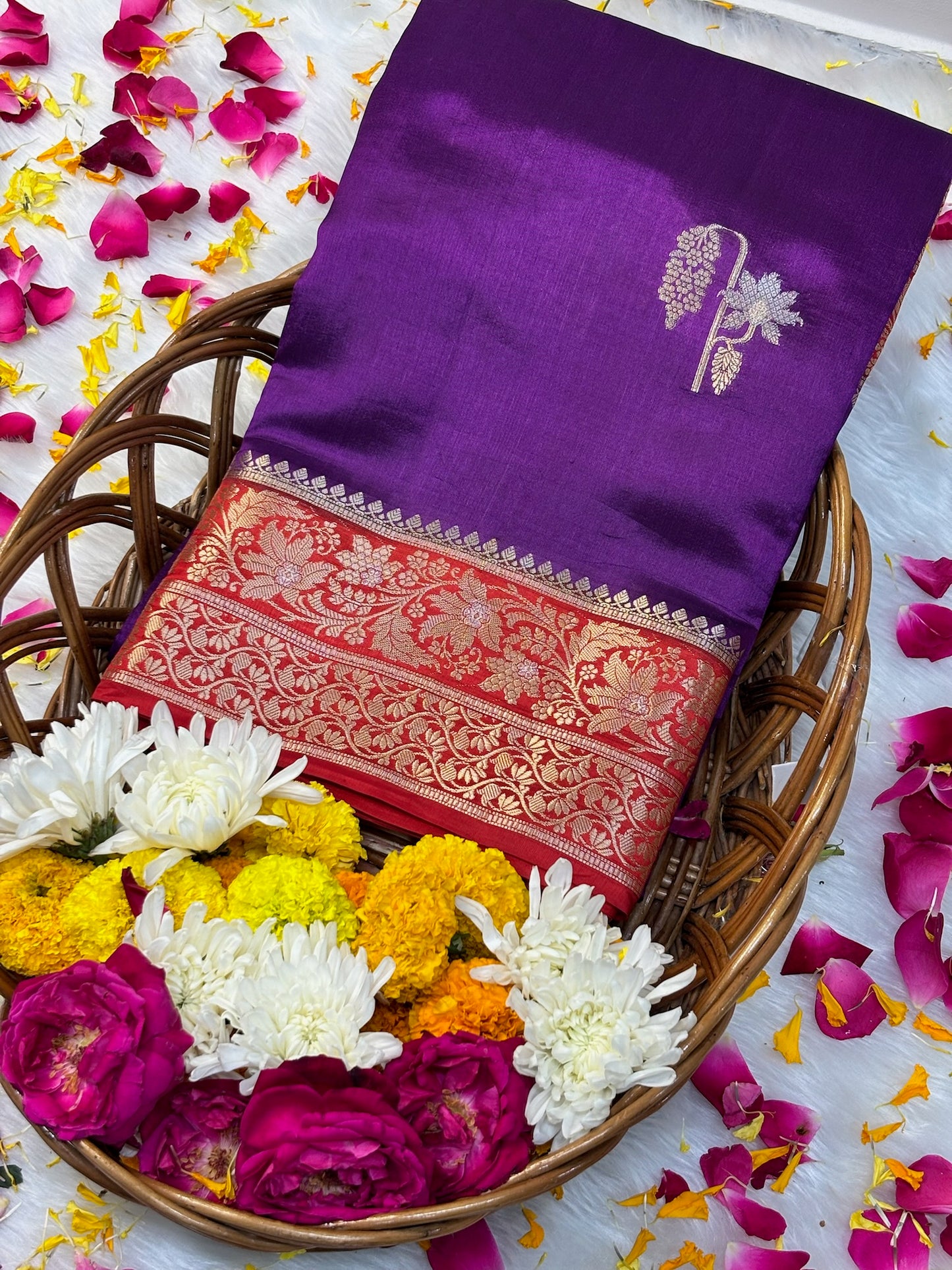 Pure Banarasi Soft Silk Saree–  Purple | Traditional Banarasi saree