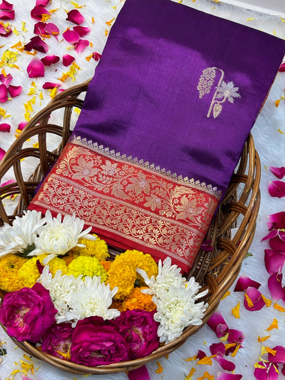 Pure Banarasi Soft Silk Saree–  Purple | Traditional Banarasi saree