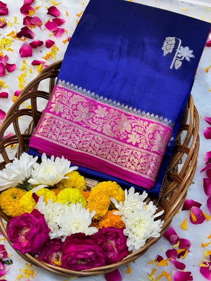 Pure Banarasi Soft Silk Saree – Royal Blue | Traditional Banarasi saree