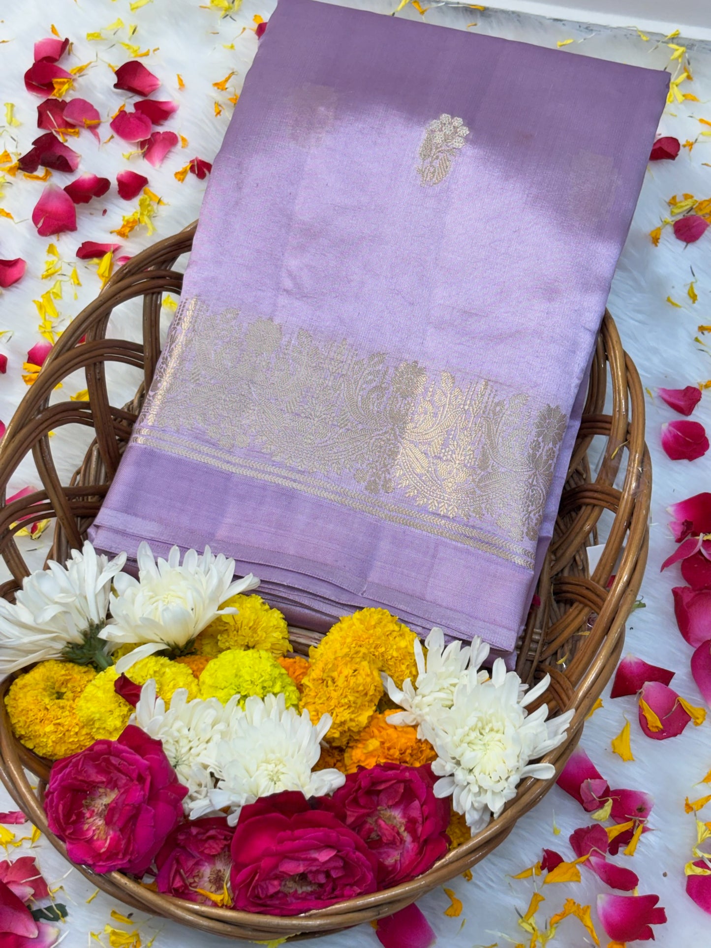 Pure  Banarasi Soft Silk Saree –  Lavender | Traditional Banarasi saree