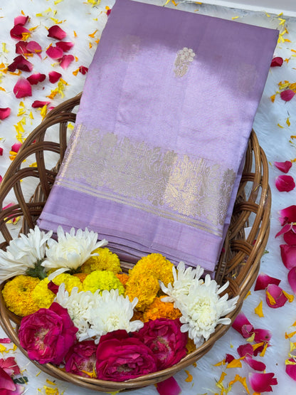 Pure  Banarasi Soft Silk Saree –  Lavender | Traditional Banarasi saree