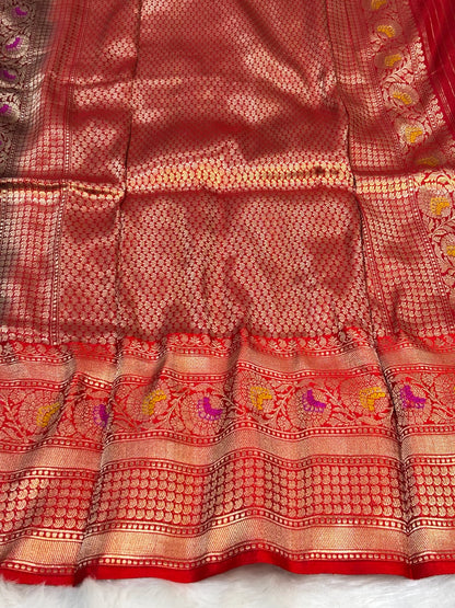 Pure Katan Silk Handwoven Banarasi Saree – Wine Base with Rich Zari Border