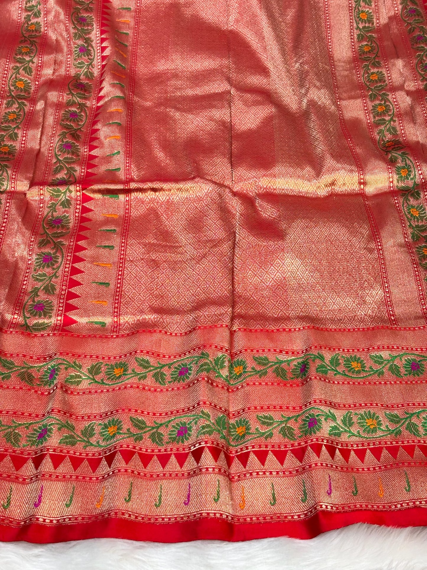 Pure Katan Silk Handwoven Banarasi Saree – Hot Pink Base with Rich Zari Border