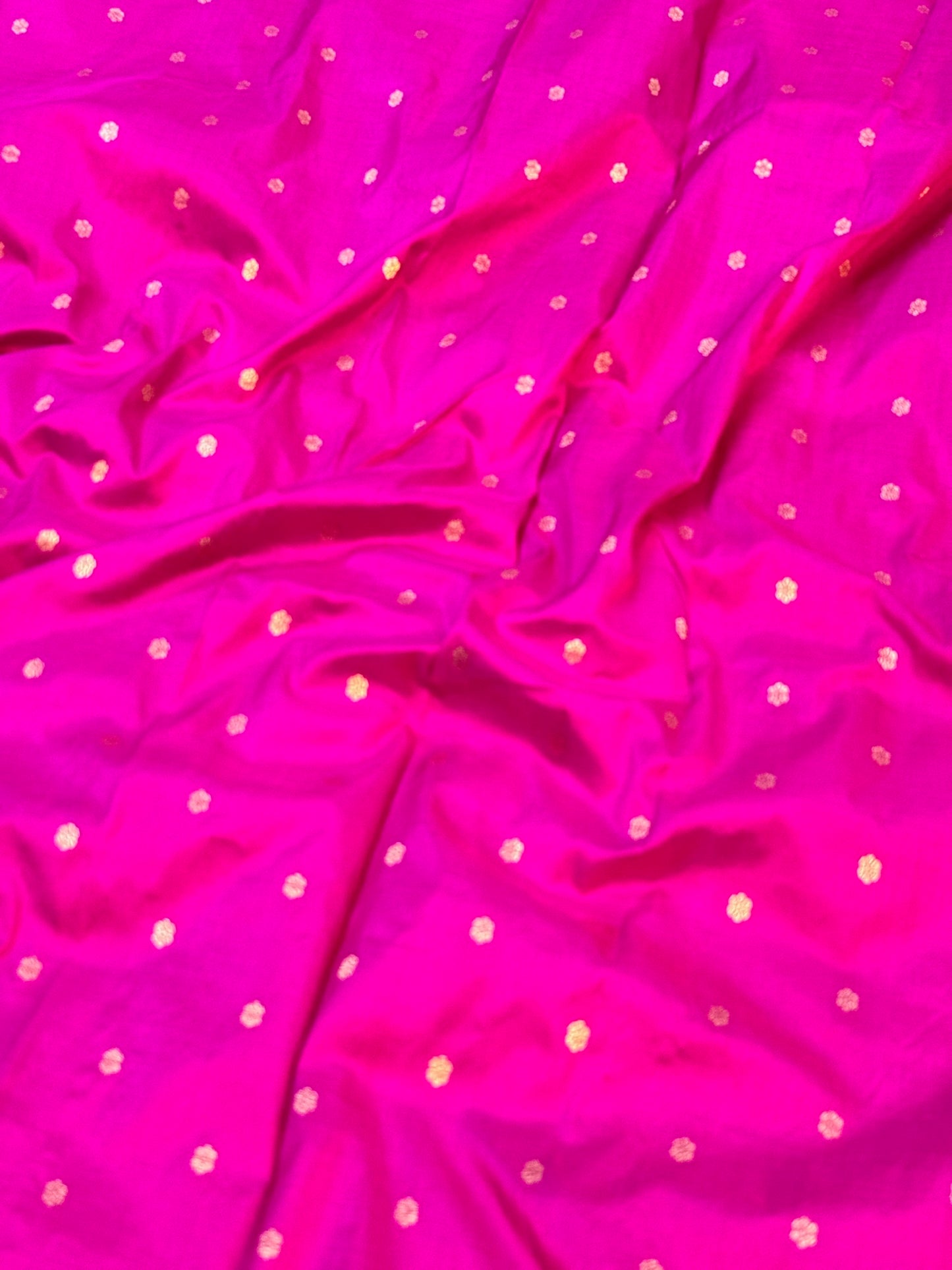 Pure Katan Silk Handwoven Banarasi Saree – Hot Pink Base with Rich Zari Border