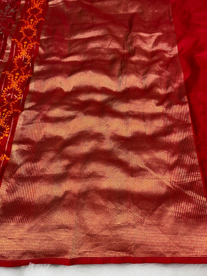 Banarasi Red Pure Silk Brocade Saree – Luxurious Katan Silk with Intricate Brocade Weave