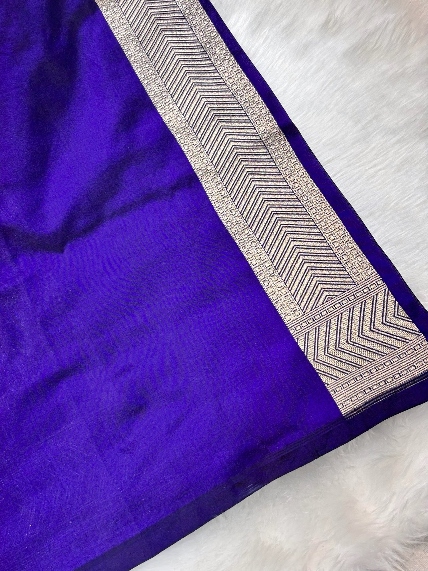 Pure Royal Blue Katan Silk Banarasi Saree with Rich Zari Border