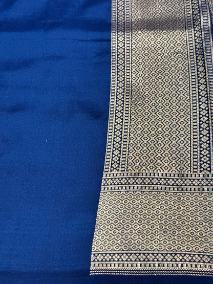 Banarasi Royal Blue Pure Silk Brocade Saree – Luxurious Katan Silk with Intricate Brocade Weave (Copy)