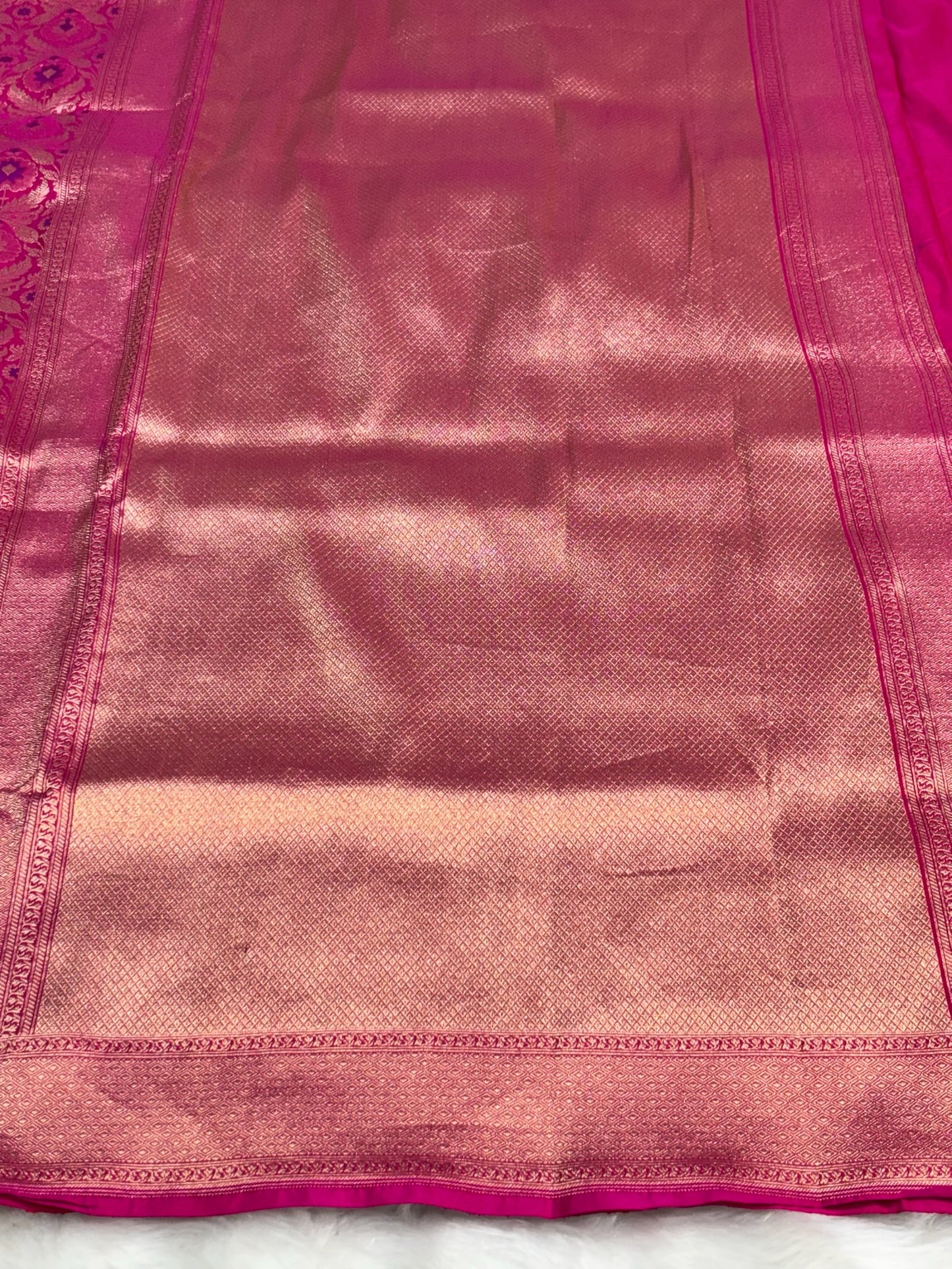 Banarasi Rani Pink Pure Silk Brocade Saree – Luxurious Katan Silk with Intricate Brocade Weave