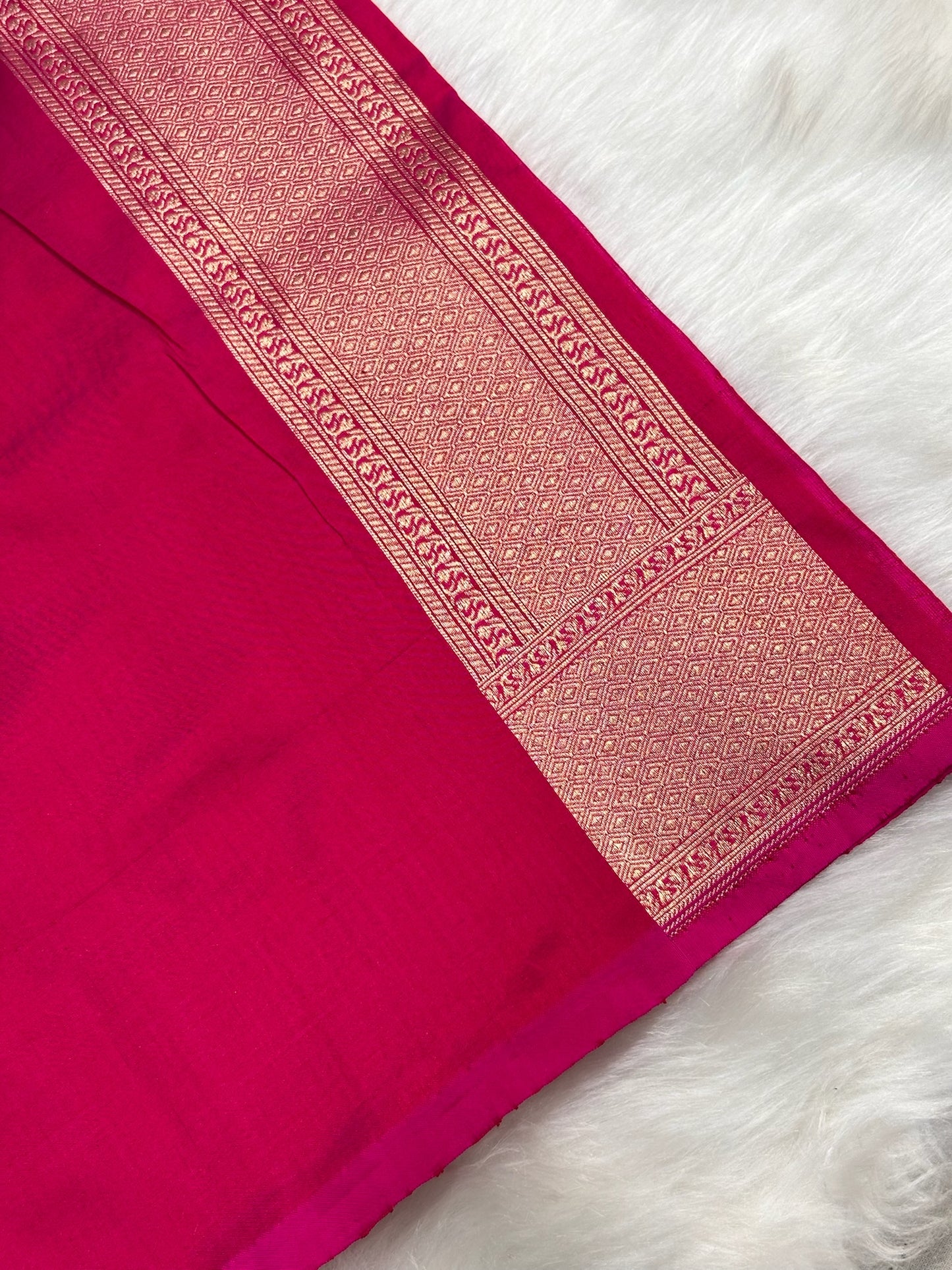 Banarasi Rani Pink Pure Silk Brocade Saree – Luxurious Katan Silk with Intricate Brocade Weave