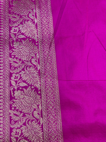 Banarasi Hot Pink Pure Silk Brocade Saree – Luxurious Katan Silk with Intricate Brocade Weave (Copy)