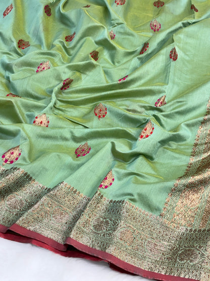 100% Pure Neon Green Cotton Silk Saree | Soft Lightweight Handwoven Elegant Saree for Daily & Festive Wear